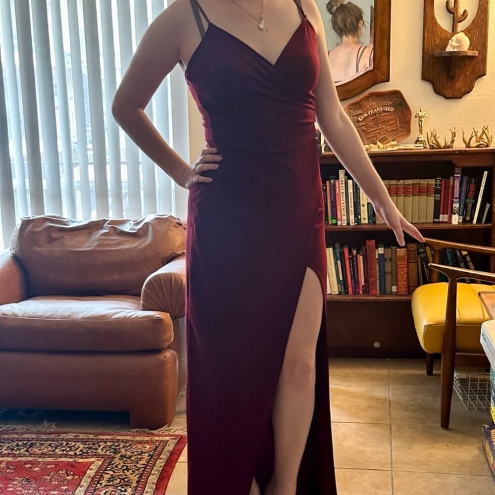 Saucy Dark Red Maxi Evening Dress